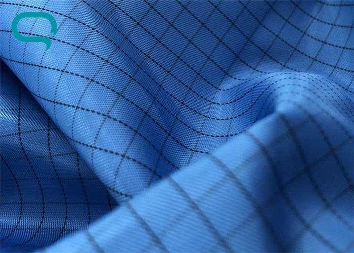0.5 Grid Stripe Conductive Polyester Anti Static Fabric Weaving