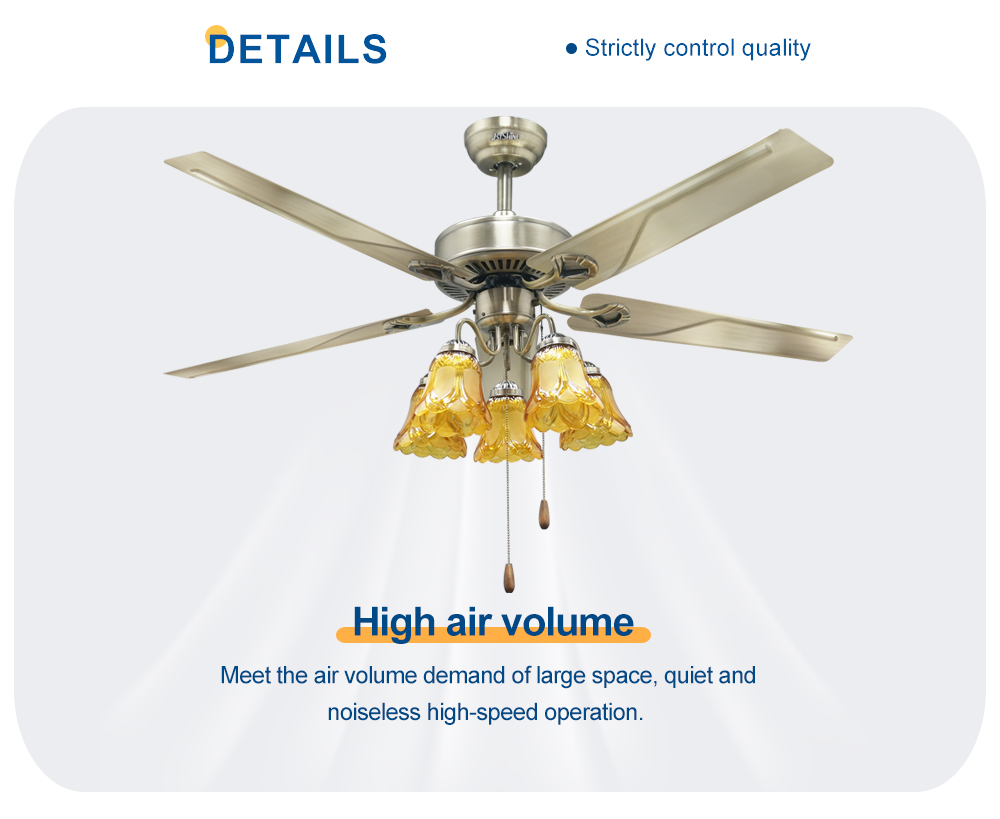 Support Dimmer 52 Inches Stainless Steel Lighting Ceiling Fan with AC Motor Pure Copper