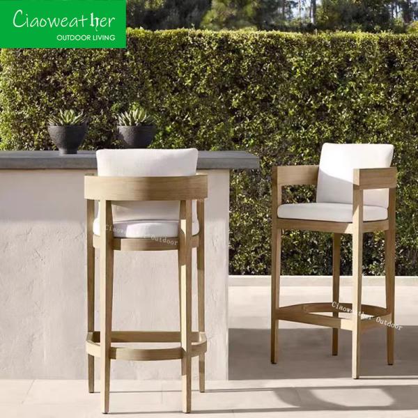Hotel and Bar Stool Leisure Simple Style Courtyard Teak Wood Chair for Outdoor