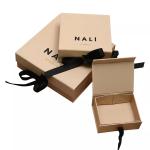 Collapsible Jewelry Packaging Boxes Magnetic Jewelry Paper Box With Black Ribbon