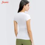 210gsm Women Silm Fit Short Sleeve Yoga Pullover Top Round Neck
