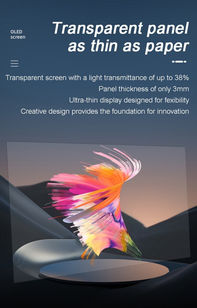 77 Inch Transparent OLED Touch Screen Digital Kiosk with Aluminum Alloy Frame and Pen/Finger Touch Writing Method