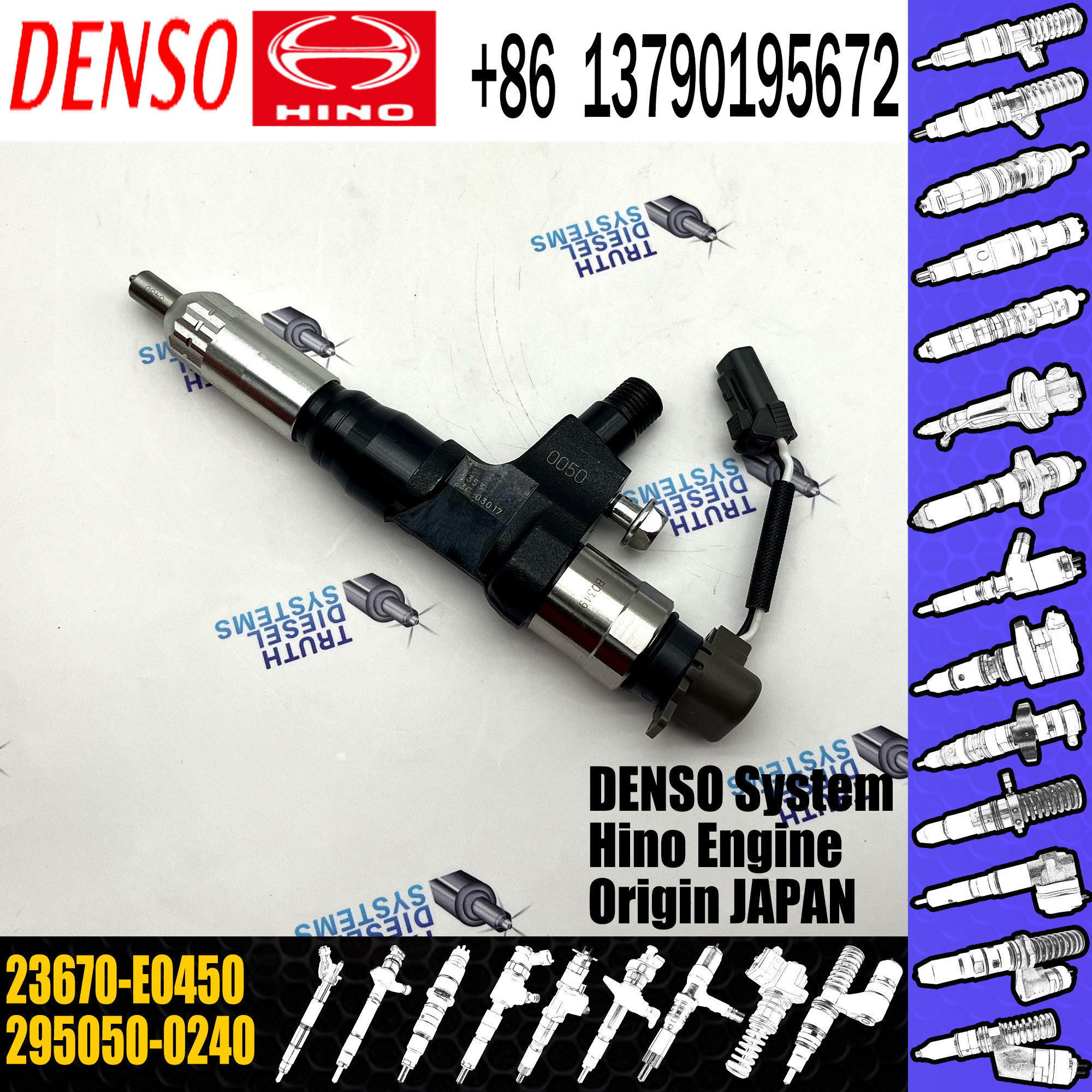 295050-0920 Common Rail Injector 295050-0240 23670-E0450 Fit