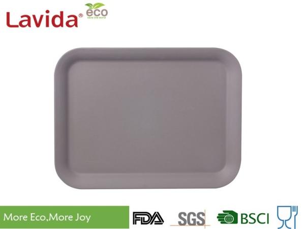 Hot sell Popular Solid color Biodegradable Eco Bamboo Fiber Tray Wooden Meal