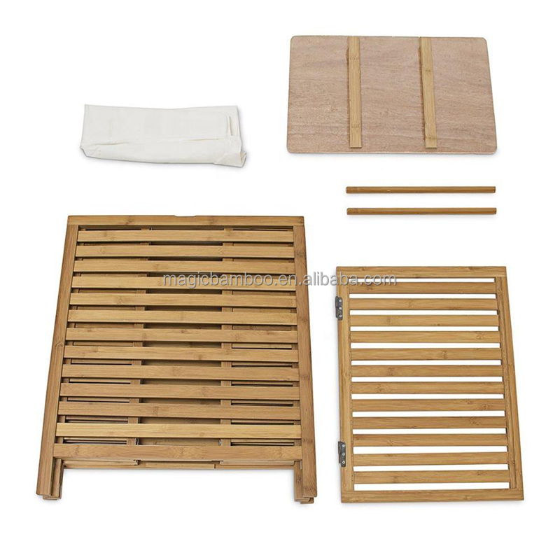 Foldable Bamboo Bathroom Rattan Storage Laundry Hamper Clothes Basket