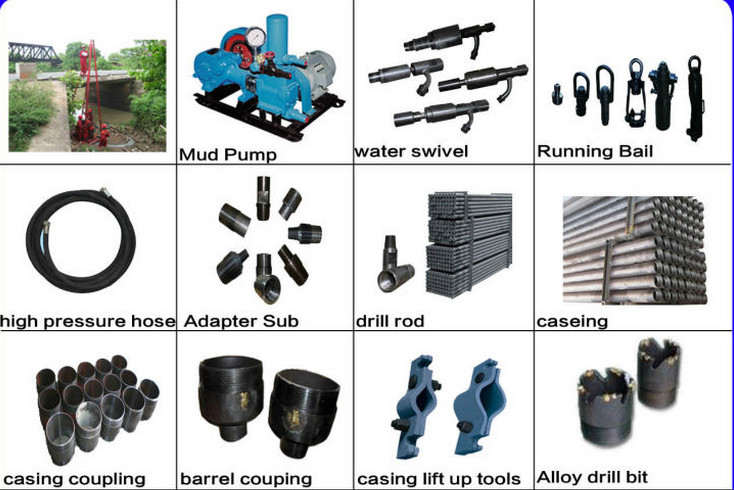 200M Portable Trailer Mounted Drilling Rigs With Working Wind Pressure 1.25-3.5Mpa