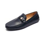 ODM Slip On Euro 39size Mens Leather Moccasins Dark Blue