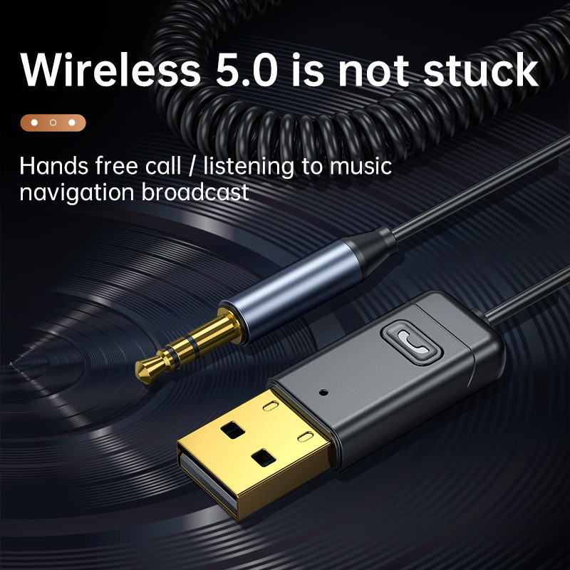 BLE5.0 Car Kits Audio Bluetooth Receiver 3.5mm Jack For Navigation Broadcast