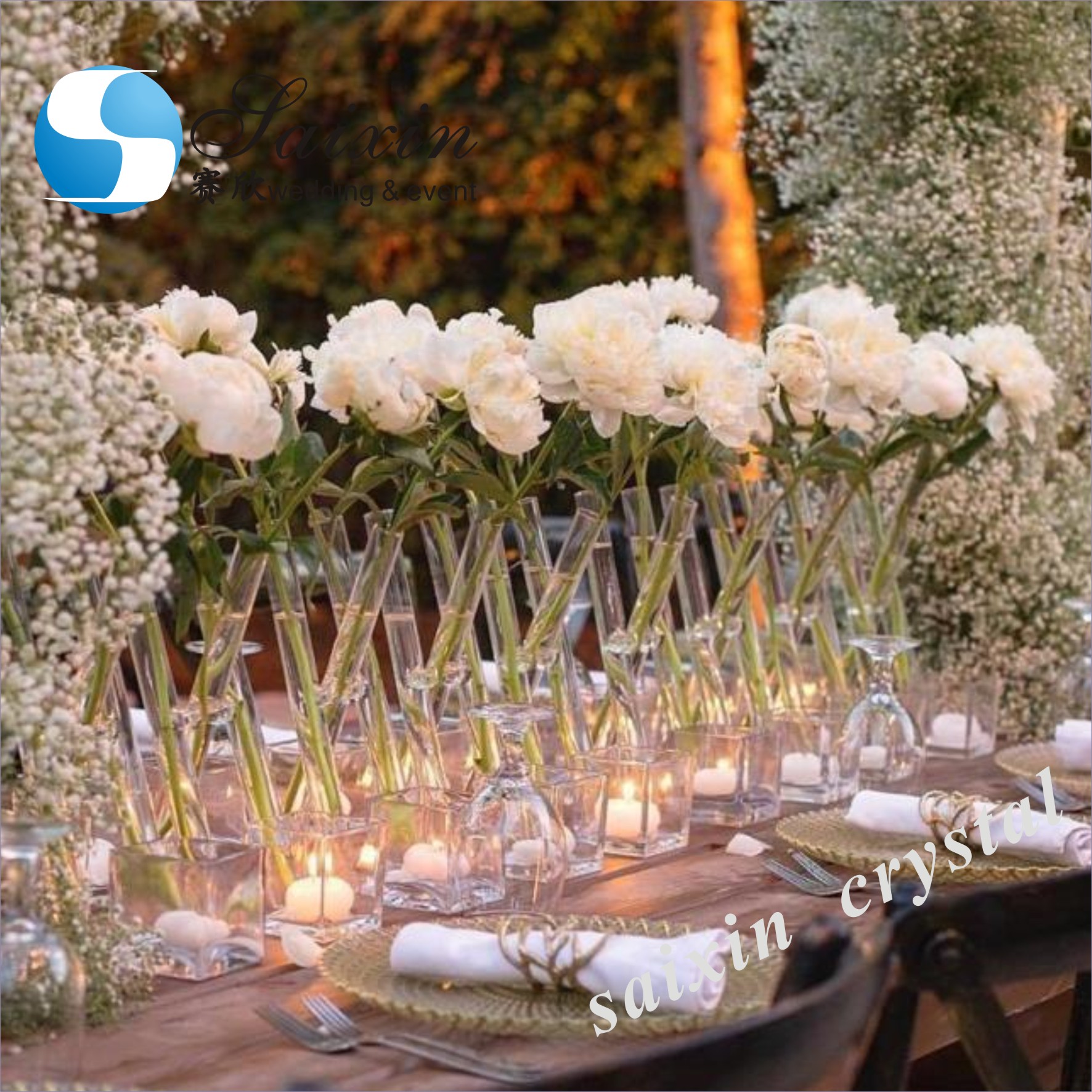 Small Crystal Flower Vase Clear For Flowers Wedding Centerpieces 90CM