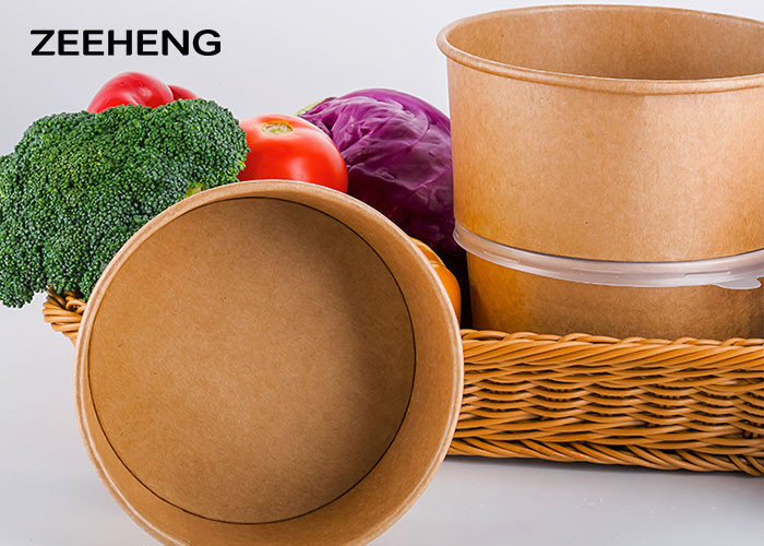 750ml-1500ml Single Use Food Grade White Paper Salad Take-Away Deli Round Bowl