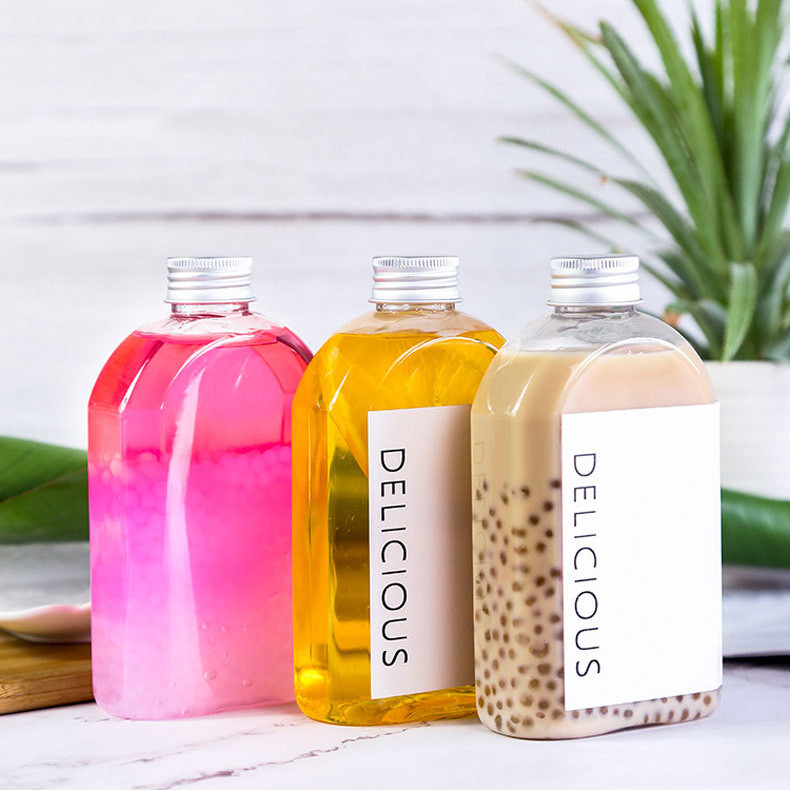350ml Plastic Juice Disposable Beverage Bottles Tasteless Odorless Flat Shape