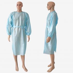 China Blue PP PE Waterproof Disposable Surgical Gown With Elastic Cuffs wholesale