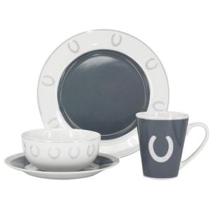 China Two Tone Color Stoneware Dining Set , 16pcs Hand Painted Dinnerware Sets wholesale