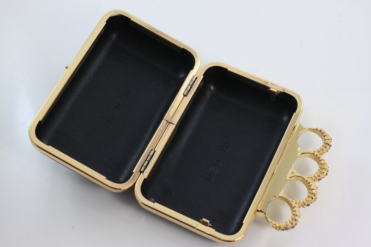 Gold Knuckle Duster Rectangle Metal Purse Frame 18.5*9.5cm