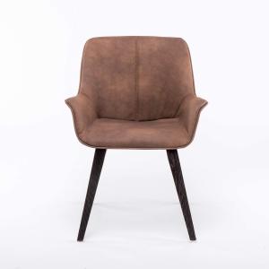 China Brown Leather Leather Swivel Armchair With Arms , Upholstered Accent Chairs wholesale
