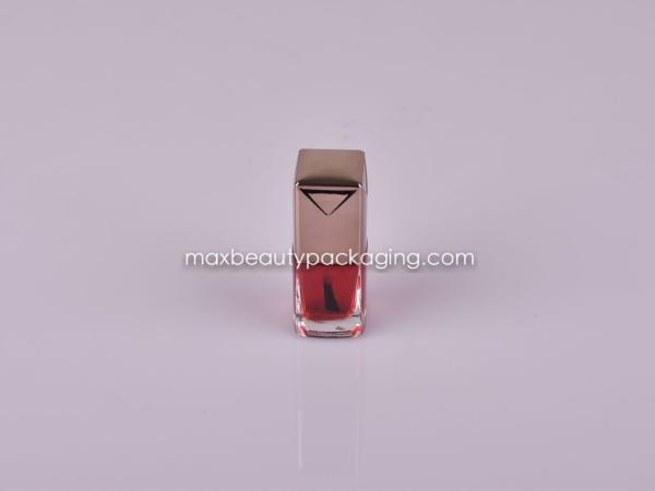 metalized gold nail polish cap 13ml square nail polish bottle flat brush plastic