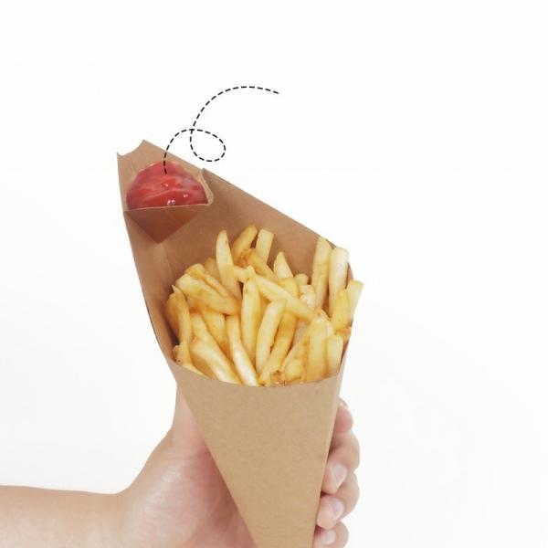 Food French Fries Chicken Packaging Disposable Kraft Paper Box for Benefit of