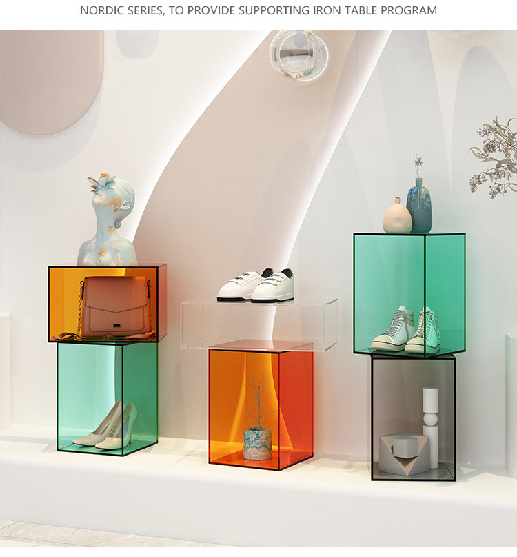 Morden Colorful Acrylic Display Box Custom Design For Window Brand Show