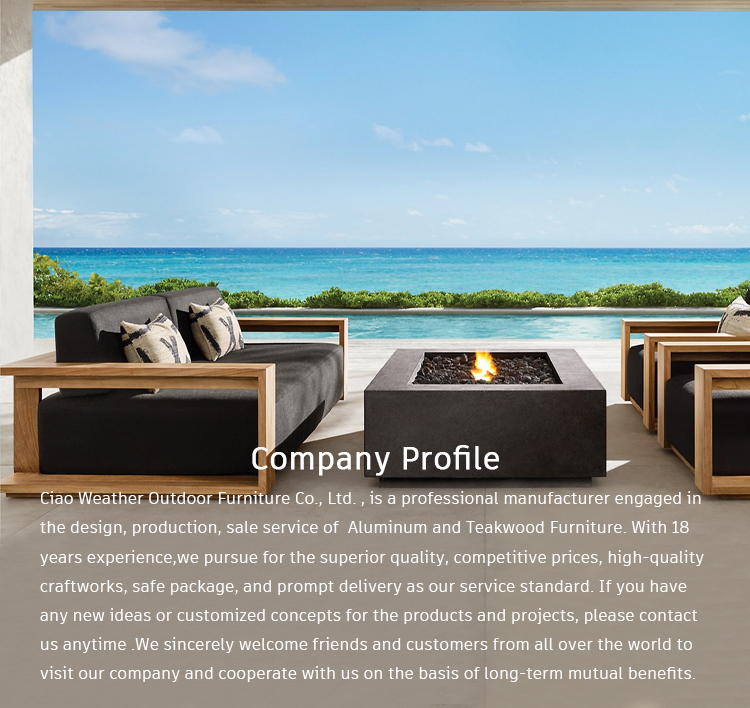 Hotel Outdoor Furniture Sustainable Teak Wood Sofa with Water-Resistant Cushions
