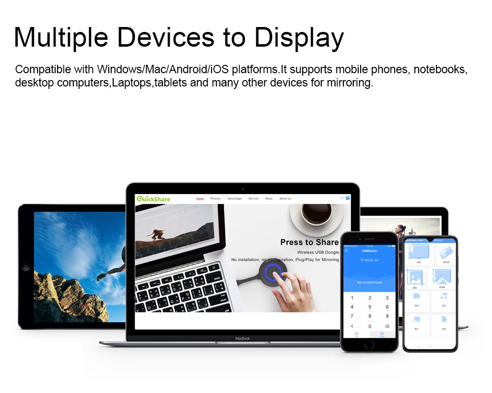 HDMI 5.8G Airplay Miracast Chromecast , BYOD Wireless Multi Channel Selection