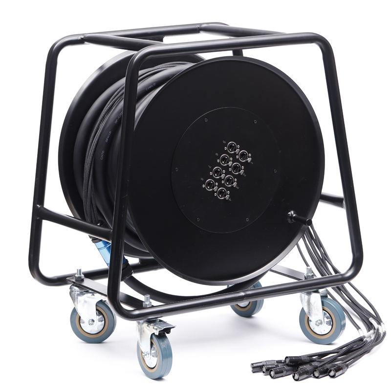 Industrial Electric CAT6 SF/UTP Network Cord Retractable Cable Reel with 8 Channel Shielded SFTP and 4x16A Signal Sockets