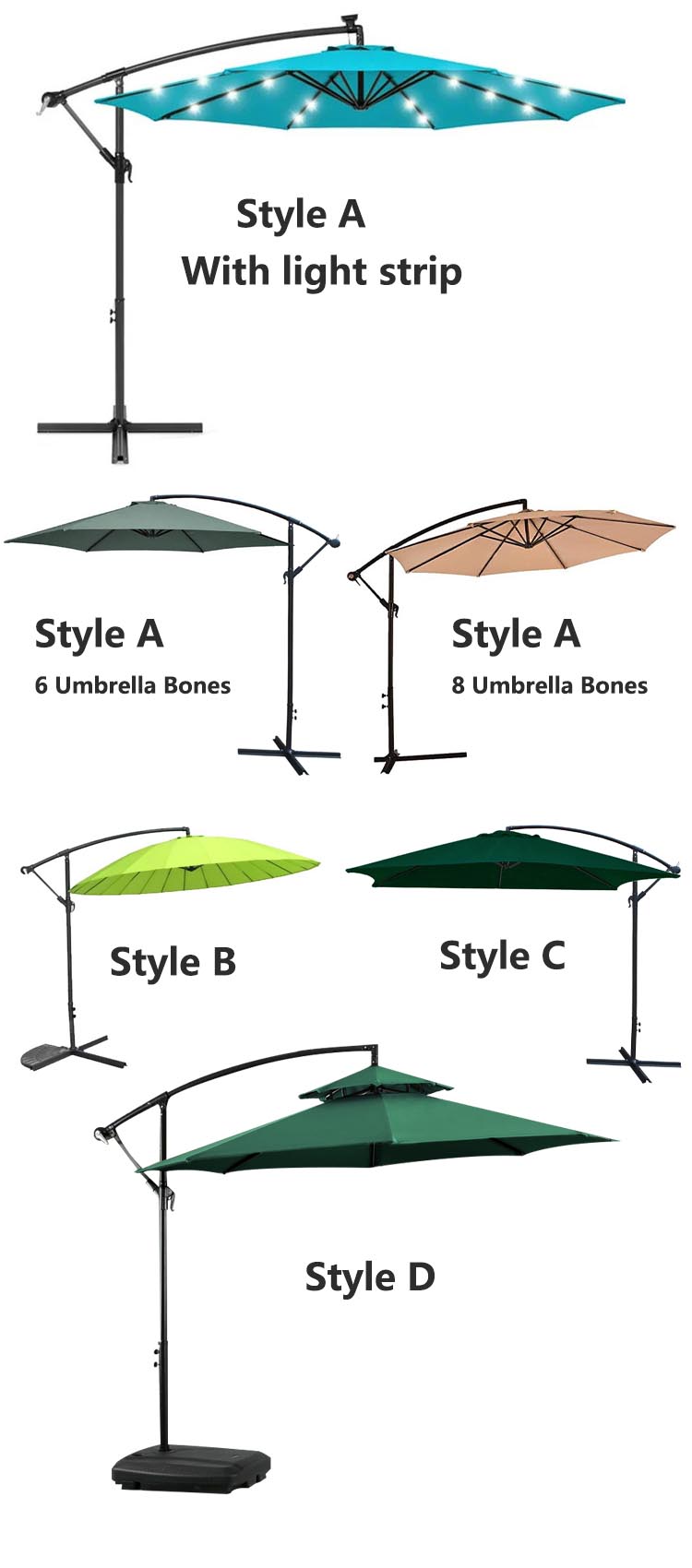 Backyard BBQ Furniture Large Round Aluminium Banana Umbrella for Outdoor Entertaining