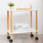ODM Natural Bamboo Wooden Rolling Kitchen Cart On Wheels
