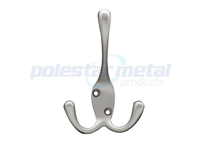 Hotel / Hospital Decorative Door Hardware Satin Nickel Robe Tri Hook 3-15/16"