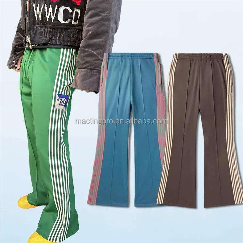 Polyester/Cotton Y2K Men Women Casual Joggers with Flared Wide Leg and Side Stripes