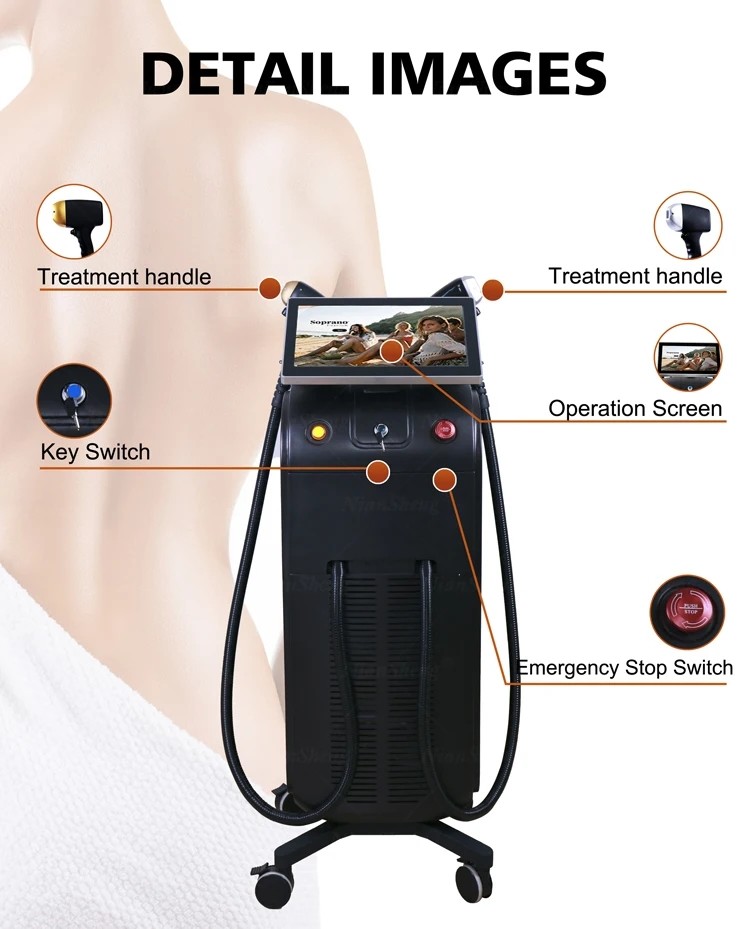 12x18mm2/12*28mm Spot Size 808nm Diode Laser Hair Removal Machine Painless