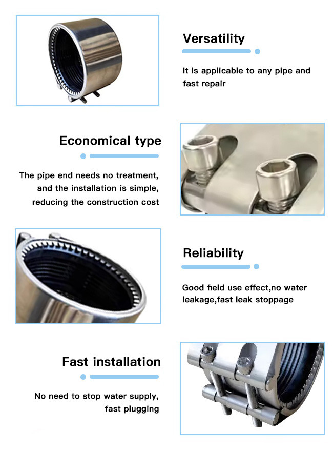 SS316 Stainless Steel Oil Grinder HDPE Pipe Repair Clamp Customized For Large Diameter Pipe