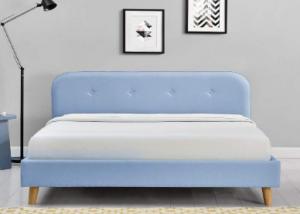 China Fabric Upholstered Plywood Bed Frame Modern Fashion Blue Colour wholesale