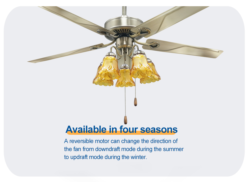 Support Dimmer 52 Inches Stainless Steel Lighting Ceiling Fan with AC Motor Pure Copper