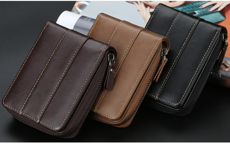 3 Colors Minibook Customized Men's Short Version Buckle Multi-card Coin Three Fold Zipper Wallet