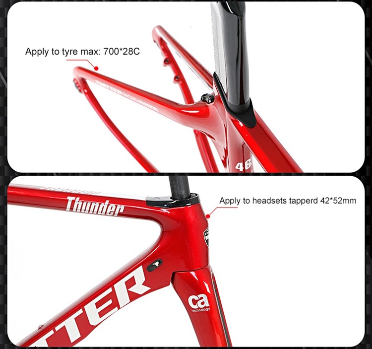 52cm 700C Carbon Road Bike Frame Aero Twitter Thunder For Road Bicycle