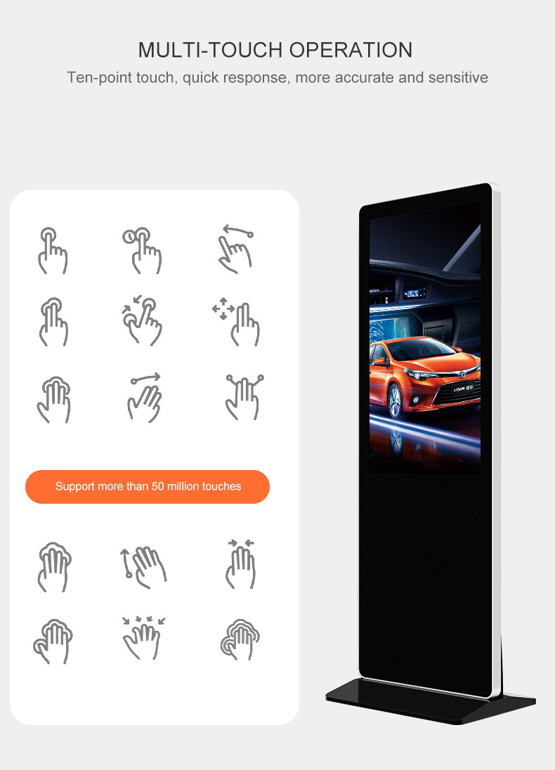 Interactive Vertical Advertising HD Touch 55 Inch Digital Signage Display