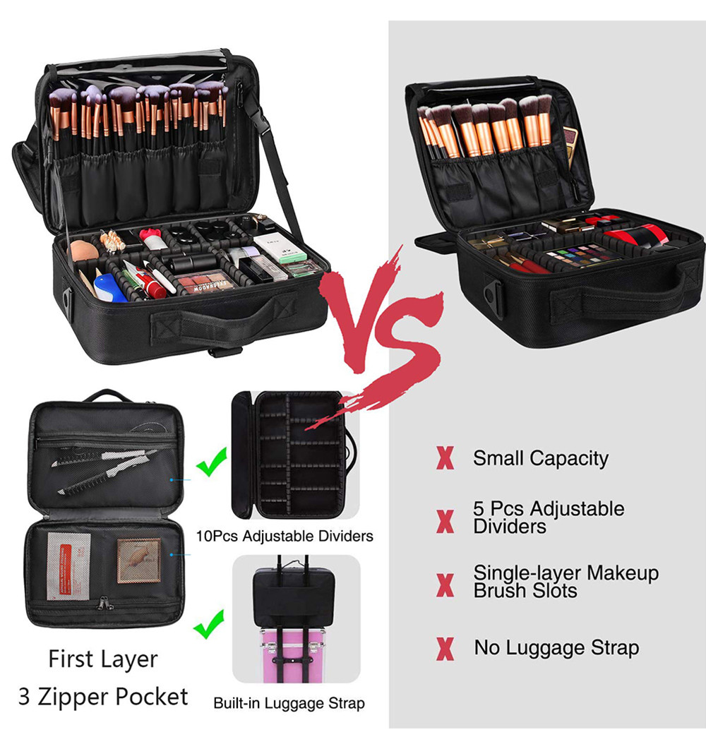 Multifunction Polyester Makeup Brush Organizer With Adjustable Dividers