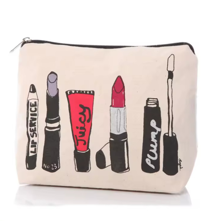 ROHS Lady Women Cotton Canvas Cosmetic Pouch Bag Bulk