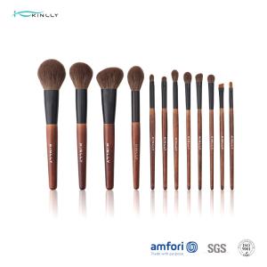 China Poly Bag 12PCS Alu Tube Wooden Handle Makeup Brushes wholesale