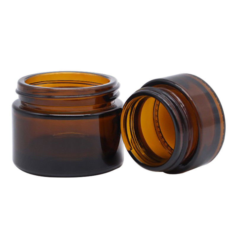 5g 20g 4oz 8oz Cosmetic Glass Jars Black Cap Amber Apothecary Jars