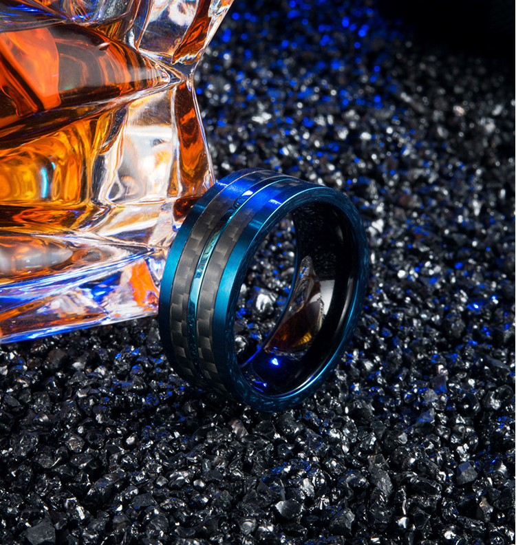 Waterproof Stainless Steel Ring Plated Blue No Fade Men's Simple Finger Rings