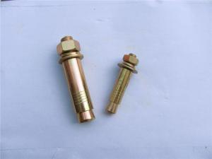 China Yellow Zinc M12 Sleeve Anchor Bolt Iron Material With Hex Flange Nut / Flat Washer wholesale