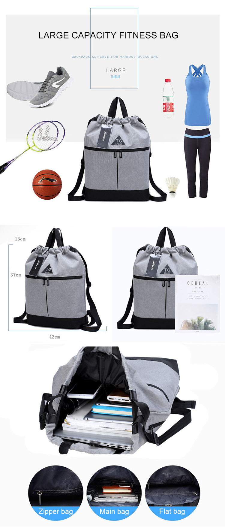 Oxford 20L Waterproof Travel Bags Portable Gym Bag 42*13*37cm
