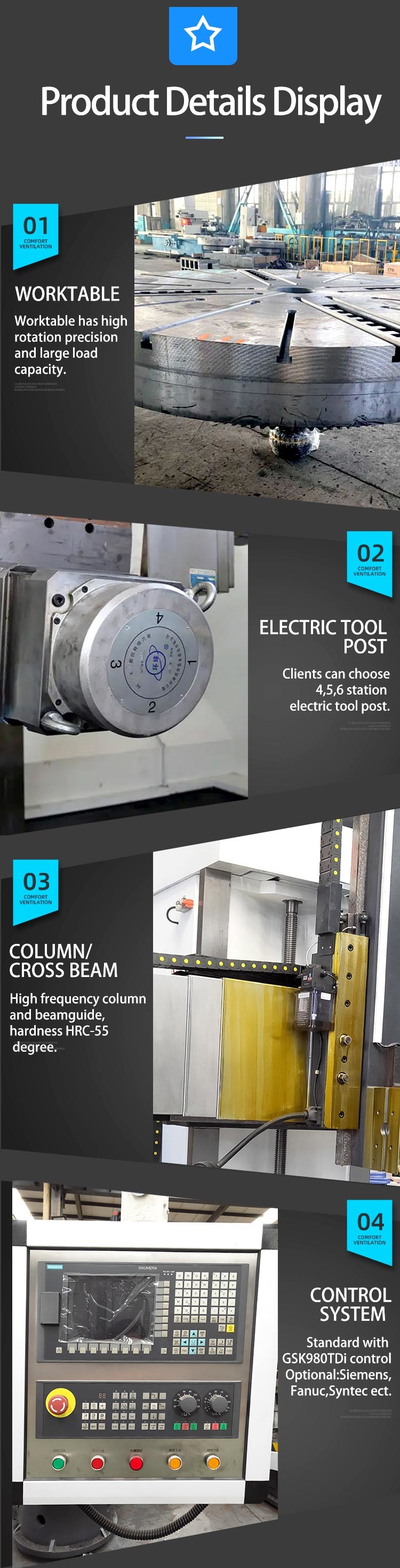 Double Column Vertical Cnc Metal Lathe Variable Speed Lathe Machine