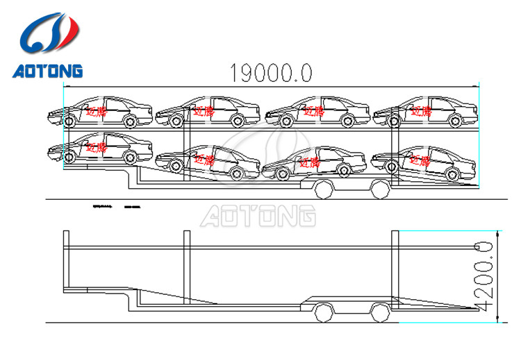 3 Axles Car Carrier Semi Trailer with Steel Material and 40000KG Payload