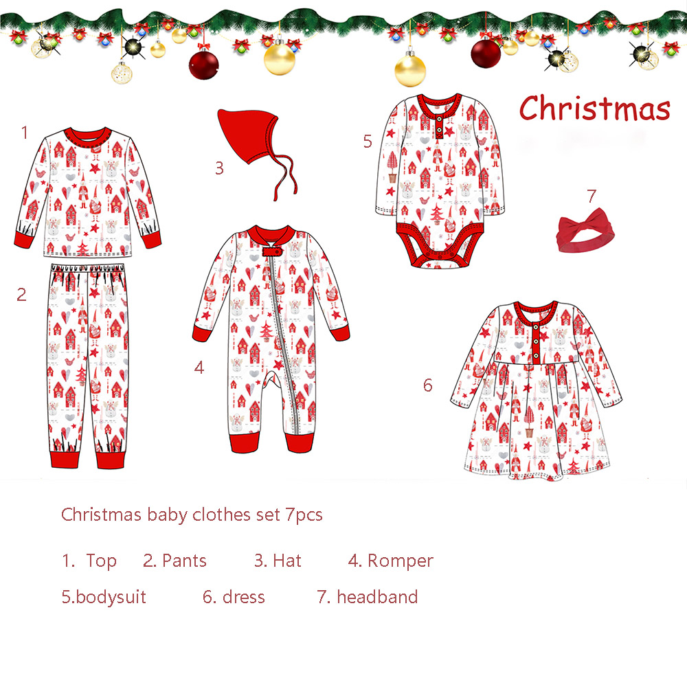 Custom Christmas Baby Infant Romper Dress baby girls clothes set for Christmas