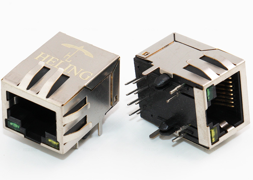 Side Entry Female RJ 45 Network Jack Halogen - Free Phosphor Bronze Material PBT Housing