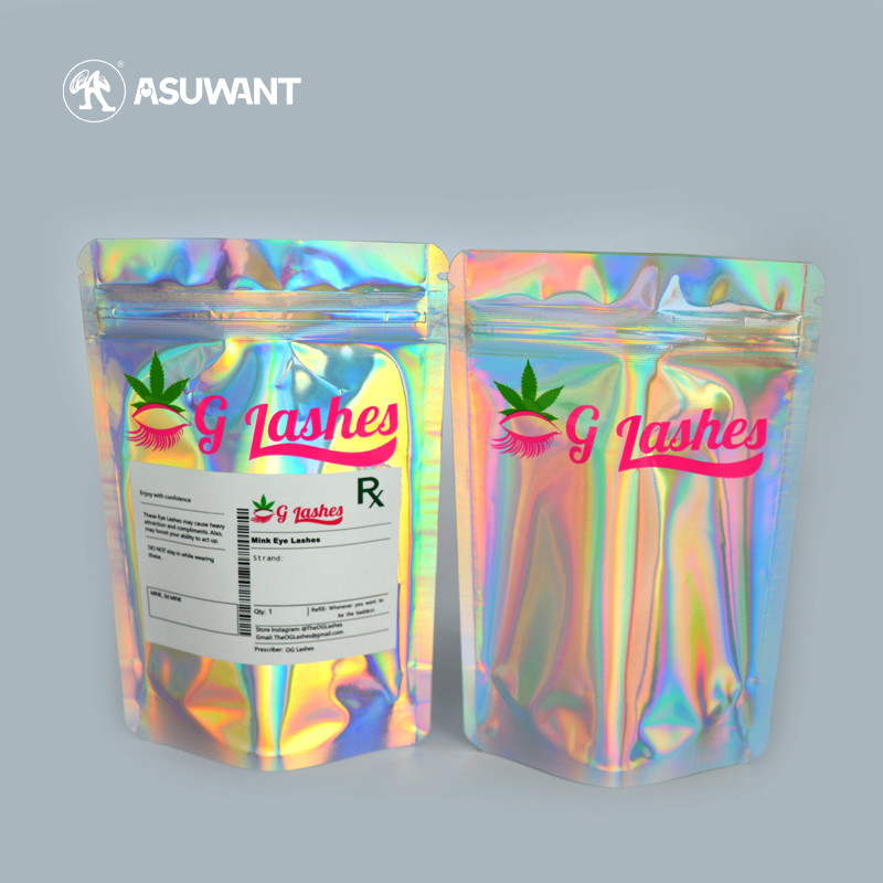 Transparent Holographic Packaging Bag Laser Clear Zipper Food Grade Bag