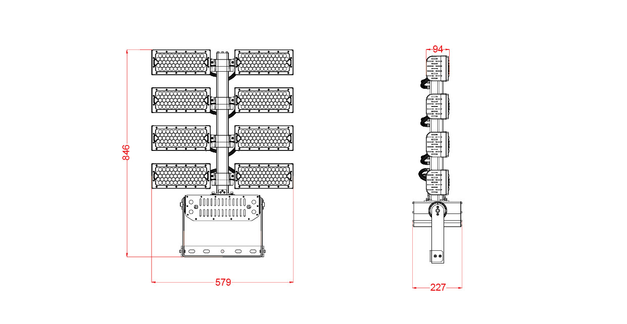 960w Aluminum Meanwell Driver 165LM/W Led Sports Light