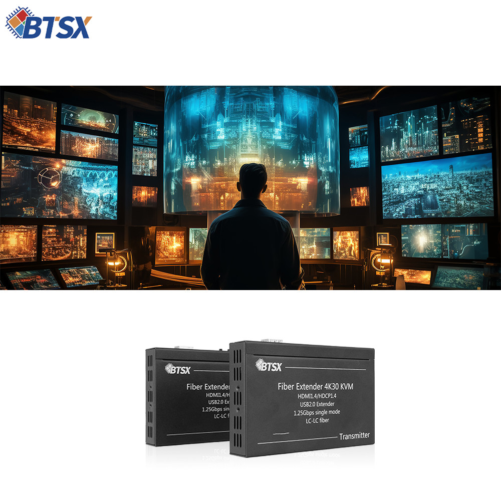 4K HDMI Fiber Extender with KVM and RS232 Professional Zero-Latency HDMI Fiber Optic Extender 4K@30Hz HDMI over Single-Mode Fiber Extender